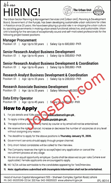 The Urban Unit Jobs 2025-2026